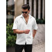 Oversize Ribbed Short Sleeve Shirt - White