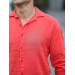 قميص رجالي أحمر كبير الحجم قماش موسلين