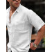 Oversize Muslin Fabric Single Pocket Shirt- White