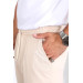 Premium Striped Linen Trousers - Beige