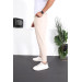Premium Striped Linen Trousers - Beige