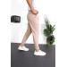 Premium Textured Double Leg Fit Trousers - Beige