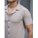 Premium Textured Short Sleeve Fit Shirt - Beige
