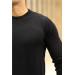 Raglan Sleeve Crew Neck Thin Sweater - Black