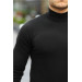 Raglan Sleeve Half Fisherman Thin Sweater - Black
