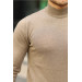 Raglan Sleeve Half Fisherman Thin Sweater - Mink