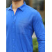 Single Pocket Şile Cloth Shirt - Blue