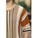 Knitwear Striped Oversize T-Shirt - Beige