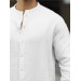 Half Pat Collar Oversized Muslin Fabric Shirt - White