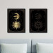 مجموعة لوحات جدارية خشبية برسمة شمس وقمر