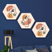 مجموعة لوحات خشبية بتصميم خلية العسل