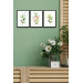 3 Piece Bohemian Style Digital Printing Green Flowers Wooden Painting Set