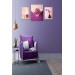3 Piece Purple Flower Patterned Uv Printed Wooden Painting Set