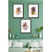 3 Piece Artistic Bohemian Style Painting Set With Black Frame Look