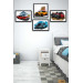 4 Piece Classic And Racing Cars Uv Printing Mdf Painting Set