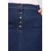 Plus Size Front Buttoned Denim Skirt With Six Tassels - Navy Blue