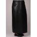 Plus Size Leather Pencil Skirt-Black