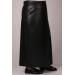 Plus Size Leather Pencil Skirt-Black