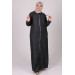 Plus Size Zippered Denim Abaya - Black