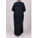 Plus Size Buttoned Denim Abaya - Dark Navy Blue
