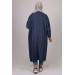 Large Size Tasseled Denim Tunic-Navy Blue