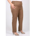 Plus Size Elastic Waist Pipe Leg Width Trousers - Mink