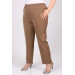 Plus Size Elastic Waist Pipe Leg Width Trousers - Mink