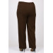 Plus Size Buttoned Waist Length Lycra Trousers - Brown