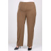 Plus Size Buttoned Waist Length Lycra Trousers - Mink