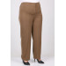 Plus Size Buttoned Waist Length Lycra Trousers - Mink