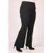 Plus Size Flare Leg Slit Front Trousers - Black