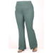 Plus Size Flare Leg Slit Trousers - Emerald