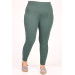 Plus Size Scuba Tights With Side Stripes - Emerald
