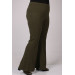 Plus Size Flare Leg Scuba Trousers - Khaki