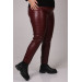 Large Size Leather Leggings With Elastic Waist - Claret Red