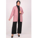 Large Size Double Layer Crepe Buttonless Jacket - Dusty Rose