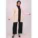 Large Size Double Layer Crepe Buttonless Jacket-Cream