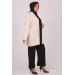 Large Size Double Layer Crepe Buttonless Jacket-Cream