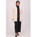 Large Size Double Layer Crepe Buttonless Jacket-Cream