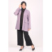 Plus Size Double Layer Crepe Buttonless Jacket-Lilac