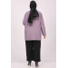 Plus Size Double Layer Crepe Buttonless Jacket-Lilac