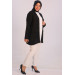 Large Size Double Layer Crepe Buttonless Jacket-Black