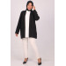 Large Size Double Layer Crepe Buttonless Jacket-Black