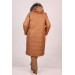 Plus Size Removable Hooded Quilted Jacket-Milk Brown