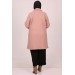 Large Size Buttoned Curly Lamb Coat-Powder