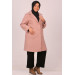 Large Size Buttoned Curly Lamb Coat-Powder