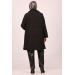 Plus Size Buttoned Curly Lamb Coat-Black