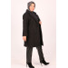 Plus Size Buttoned Curly Lamb Coat-Black