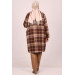 Plus Size Fur Collar Plaid Lumberjack Jacket-Brown