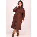 Large Size Removable Hooded Cashmere Coat-Brown